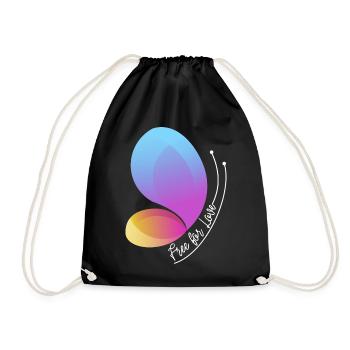 Free Through Love Gradient Butterfly - Drawstring Bag - black - Front