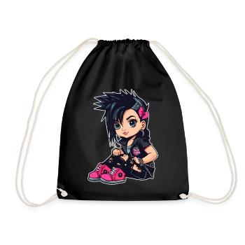 Cool Gothic Punk Girl - Drawstring Bag - black - Front