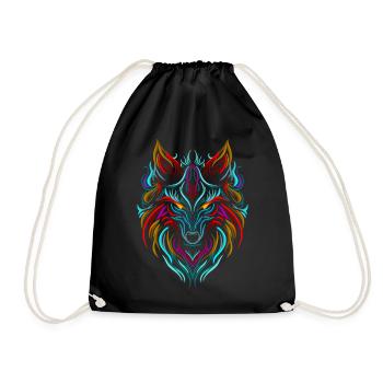 Wolf Tattoo Bunt - Turnbeutel - Schwarz - Vorne