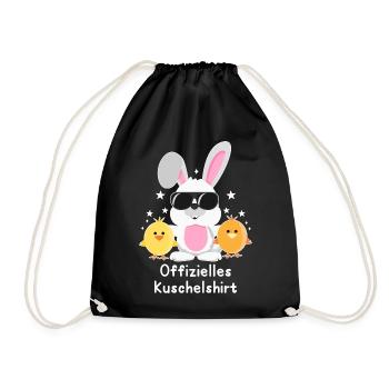 Offizielles Kuschelshirt Hase mit Küken Kaninchen - Turnbeutel - Schwarz - Vorne