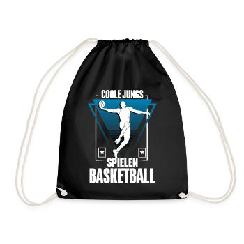 Coole Jungs Spielen Basketball - Turnbeutel - Schwarz - Vorne