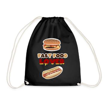 Fast-Food Liebhaber Motiv - Turnbeutel - Schwarz - Vorne