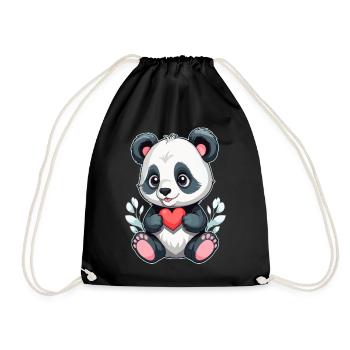 Panda mit Herz - Turnbeutel - Schwarz - Vorne