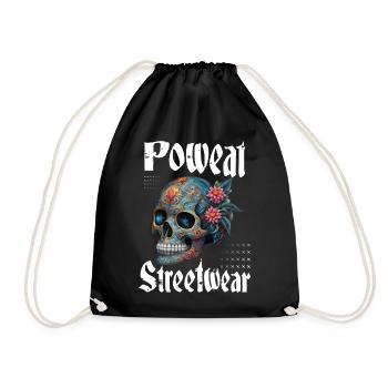 Poweat Streetwear Skull - Drawstring Bag - black - Front