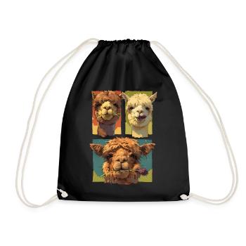 Trio d’alpaga mignon, Visages drôles d’alpaga, Coloré - Sac de sport léger - noir - Devant
