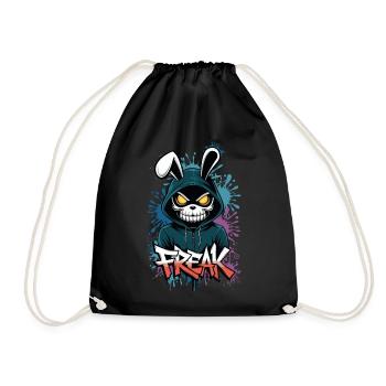 Freak - Skull, Totenkopf, Bunny - Turnbeutel - Schwarz - Vorne