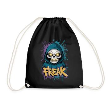 Freak - Skull, Totenkopf - Turnbeutel - Schwarz - Vorne