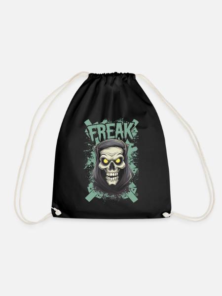 Freak - Skull, Totenkopf - Turnbeutel - Schwarz