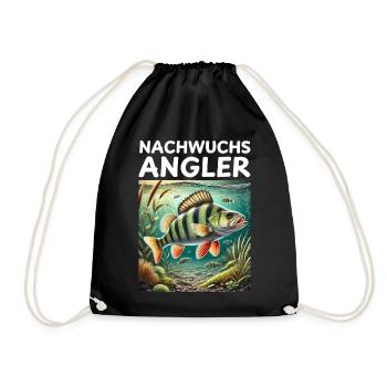 Nachwuchs Angler - Flussbarsch Motiv - Turnbeutel - Schwarz - Vorne