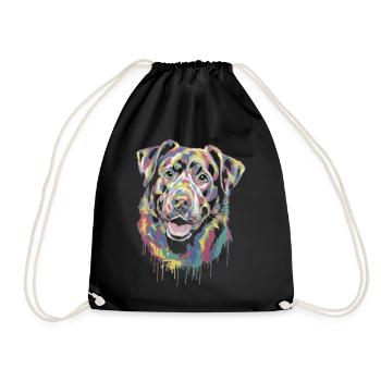 Colorful Dripping Dog - Drawstring Bag - black - Front