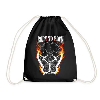 Born to Rock – Skull & Butterfly Metal Shirt - Drawstring Bag - black - Front