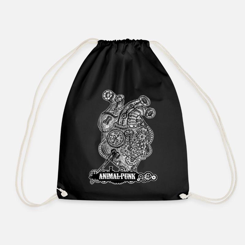Mr. Heart AnimalPunk SteamPunk - Drawstring Bag - black