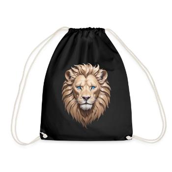 Majestic lion head with blue eyes - Drawstring Bag - black - Front