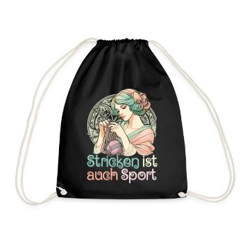 Stricken ist auch Sport Frau Art Nouveau Geschenk - Turnbeutel - Schwarz - Vorne