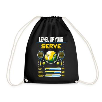 Kids Tennis Level Up your Serve Hoodie T-Shirt - Drawstring Bag - black - Front