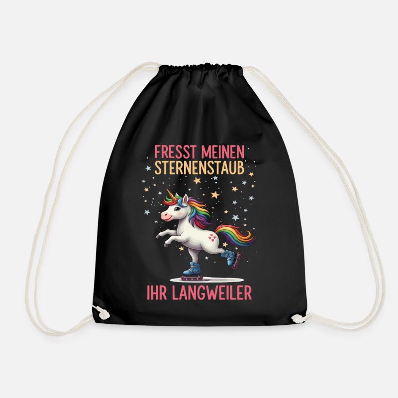 Rollschuh Einhorn - Turnbeutel - Schwarz