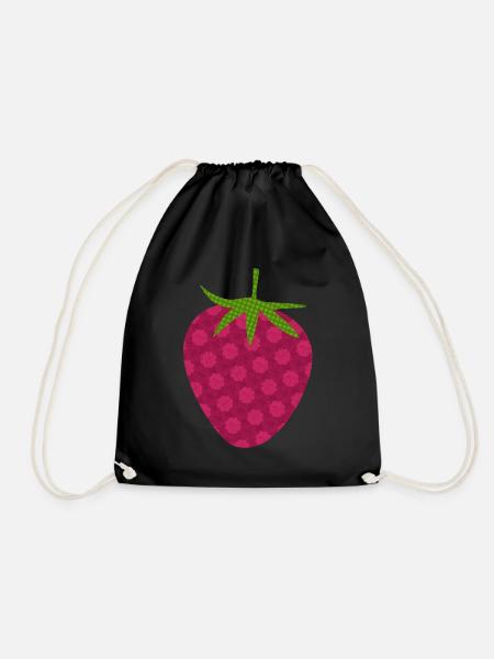 Strawberry Pattern Sweet Fruit Fruit Kids Organic - Drawstring Bag - black