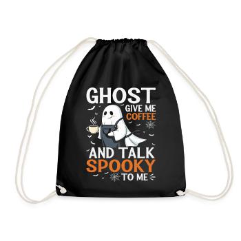 T-shirt fantôme effrayant avec conversation autour d'un café - Sac de sport léger - noir - Devant