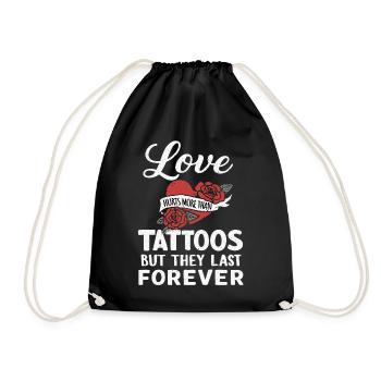 Love hurts – Tattoo Lifestyle Saying - Drawstring Bag - black - Front
