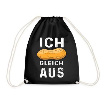 Erdnussmotiv mit humorvollem Text - Turnbeutel - Schwarz - Vorne
