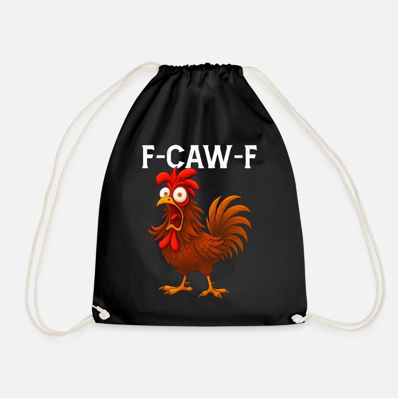 F-Caw-F Funny Screaming Rooster Chicken Meme - Turnbeutel - Schwarz