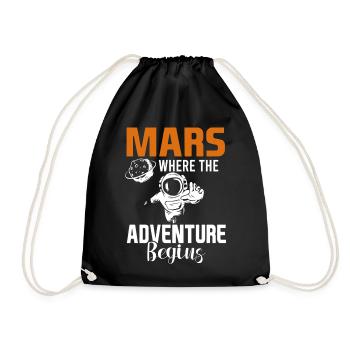 Mars Planet Space Vintage Rocket - Drawstring Bag - black - Front