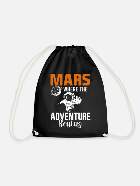 Mars Planet Weltraum Vintage Rakete - Turnbeutel - Schwarz