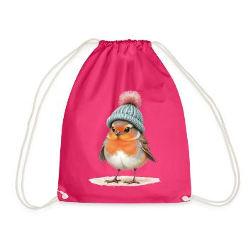 Robin en bonnet d’hiver en tricot - Sac de sport léger - fuchsia - Devant