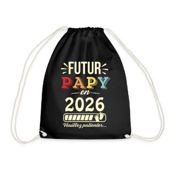 Futur Papy 2026 T-shirt Humoristique Bébé à Venir - Sac de sport léger - noir - Devant