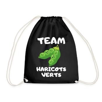 Food Humor Green Bean Vegetable Team Bean - Drawstring Bag - black - Front