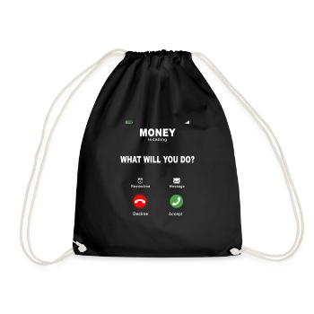 Money Is Calling – Motivations Design - Turnbeutel - Schwarz - Vorne