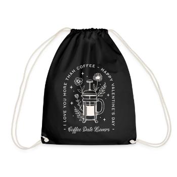 Valentine’s day funny coffee lovers quotes - Drawstring Bag - black - Front