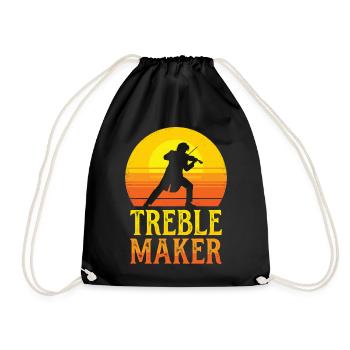 Treble Maker Pun Musician Violonist Man - Drawstring Bag - black - Front