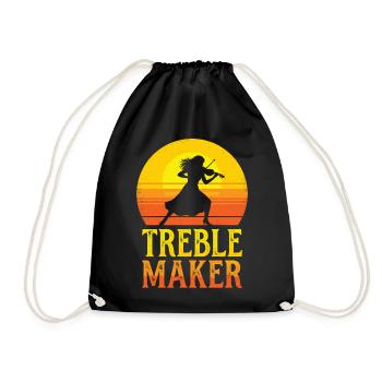 Treble Maker Pun Musician Violonist - Drawstring Bag - black - Front