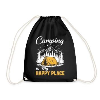 Camping is my happy place - Drawstring Bag - black - Front