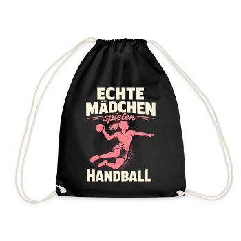 handball mädchen verein team spielerin - Turnbeutel - Schwarz - Vorne