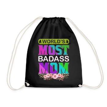 World's Badass Mom – Mutiges, florales Muttertagsgeschenk - Turnbeutel - Schwarz - Vorne