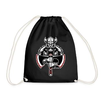 Viking Shield Runes Celtic Knotwork Mascot - Drawstring Bag - black - Front