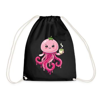 Kawaii Matcha Qualle süß - Turnbeutel - Schwarz - Vorne