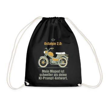 Ostalgie Moped. KI Prompt Spruch - Turnbeutel - Schwarz - Vorne