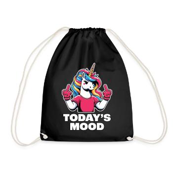 Unicorn Rainbow Mane Today Whimsy Middle Finger - Drawstring Bag - black - Front