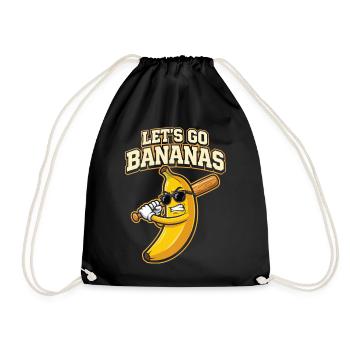 Let's Go Bananas Baseball Lustiges Sportdesign - Turnbeutel - Schwarz - Vorne