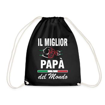 Der Beste Papa kommt aus Italien - Turnbeutel - Schwarz - Vorne