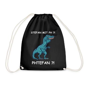 Blauer Dino mit Kick | Stefan - Turnbeutel - Schwarz - Vorne