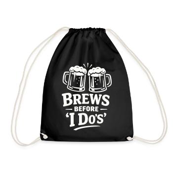 JGA Shirt Männer Bier – Brews Before I Do - Turnbeutel - Schwarz - Vorne