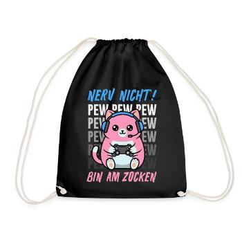 Nerv Nicht Pew Pew Bin Am Zocken Lustige Katze - Turnbeutel - Schwarz - Vorne