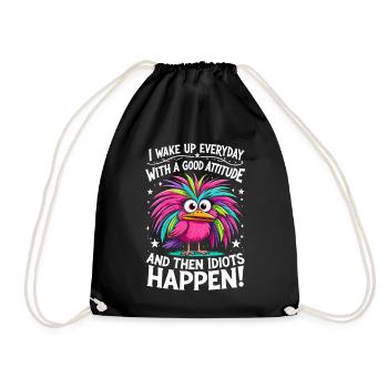 Bunter Vogel - Good Attitude, Then Idiots Happen - Drawstring Bag - black - Front