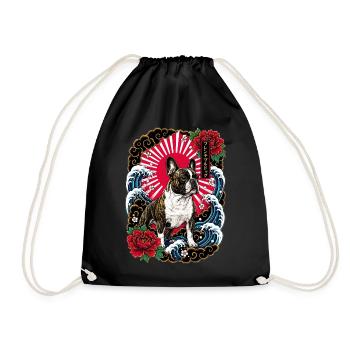 Französische Bulldogge im Japanischen Tattoo Stil - Turnbeutel - Schwarz - Vorne