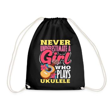 Lustiges Ukulele Designs Und Sprüche - Turnbeutel - Schwarz - Vorne
