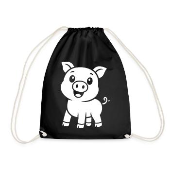 Motif mignon de silhouette de cochon animal - Sac de sport léger - noir - Devant